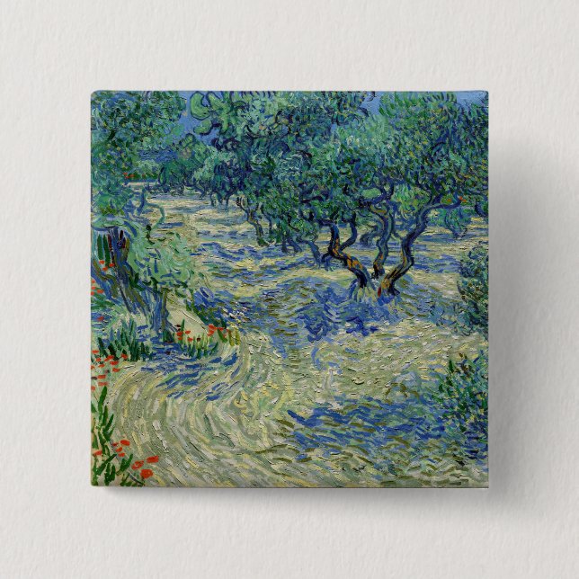 Bóton Quadrado 5.08cm Vincent van Gogh - Olive Orchard (Frente)