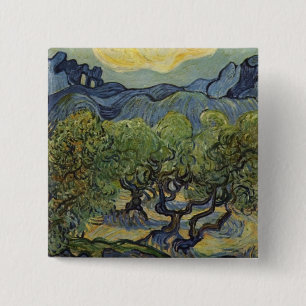 Bóton Quadrado 5.08cm Vincent van Gogh - paisagem com oliveiras