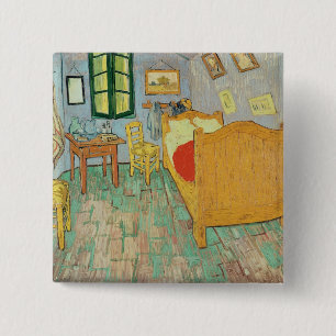 Bóton Quadrado 5.08cm Vincent van Gogh quarto de Van Gogh em Arles