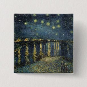Bóton Quadrado 5.08cm Vincent van Gogh Starry Night Over the Rhone