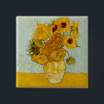 Bóton Quadrado 5.08cm Vincent Van Gogh Sunflower<br><div class="desc">O Vase de Vincent Van Gogh com 12 Girassóis apresenta uma obra-prima Van Gogh.</div>