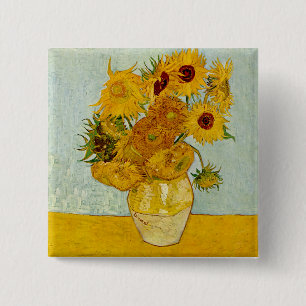 Bóton Quadrado 5.08cm Vincent Van Gogh Sunflower