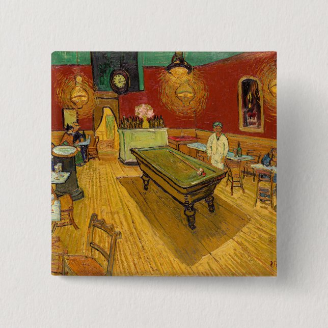 Bóton Quadrado 5.08cm Vincent van Gogh - The Night Cafe (Frente)