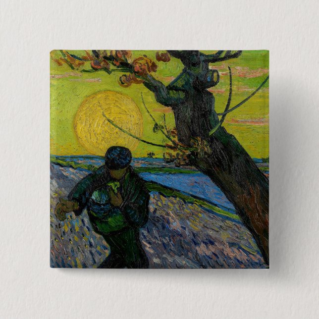 Bóton Quadrado 5.08cm Vincent van Gogh - The Sower (Frente)