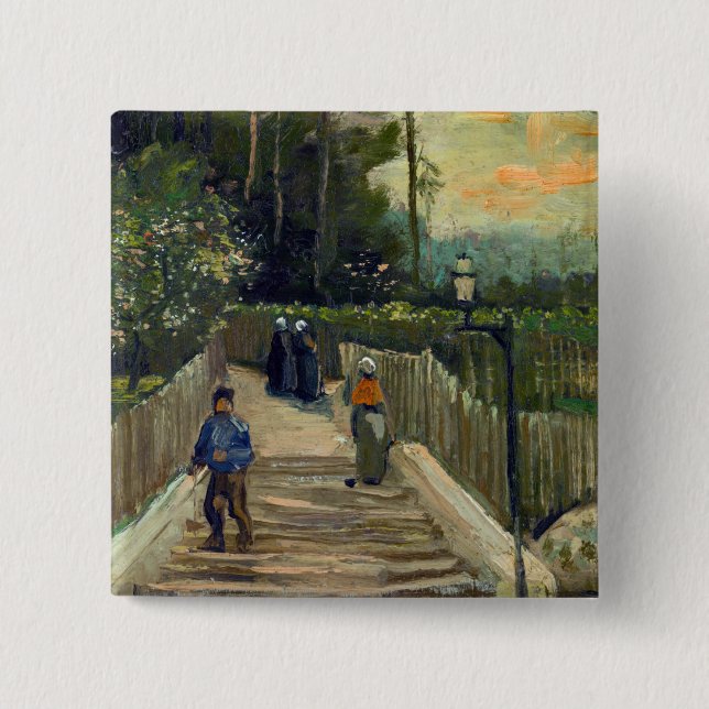 Bóton Quadrado 5.08cm Vincent van Gogh - Traçado em Montmartre (Frente)