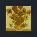Bóton Quadrado 5.08cm Vincent van Gogh - Vase com Quinze Girassóis<br><div class="desc">Vase com Quinze Girassóis / Vase avec quinze Tornesols - Vincent Van Gogh,  agosto de 1888 - Girassóis versão 1888 (F454)</div>