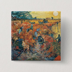 Bóton Quadrado 5.08cm Vincent van Gogh Vinhas Vermelhas em Arles, 1888