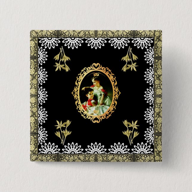 Bóton Quadrado 5.08cm Vintage 115 (Frente)