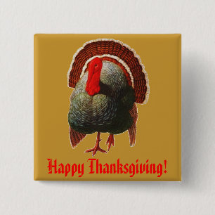 Bóton Quadrado 5.08cm Vintage Ação de Graças na Turquia