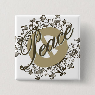 Bóton Quadrado 5.08cm Vintage Brown do sinal de paz