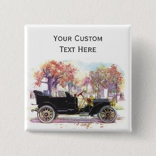 Bóton Quadrado 5.08cm Vintage car custom button