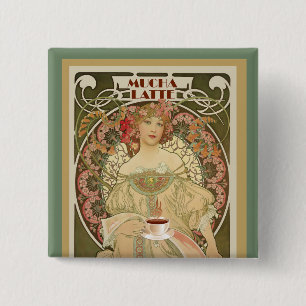 Bóton Quadrado 5.08cm Vintage Coffee Poster