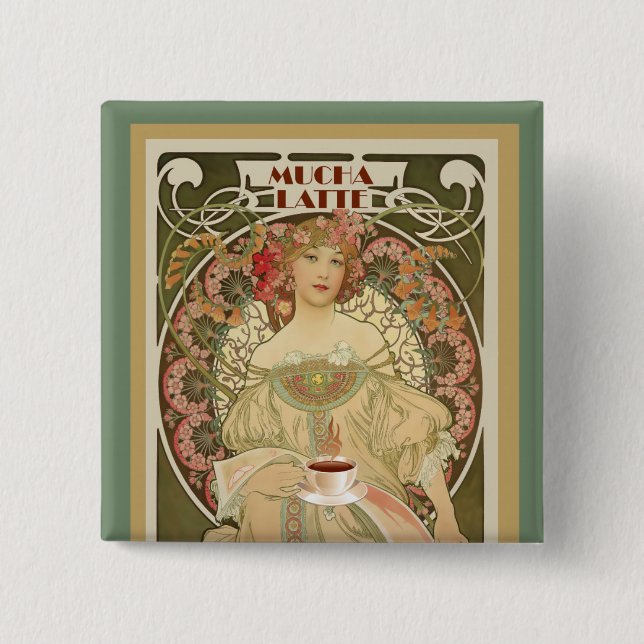 Bóton Quadrado 5.08cm Vintage Coffee Poster (Frente)