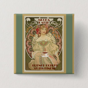 Bóton Quadrado 5.08cm Vintage Coffee Poster