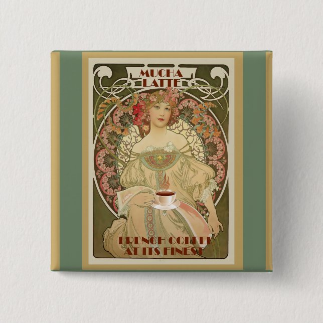 Bóton Quadrado 5.08cm Vintage Coffee Poster (Frente)