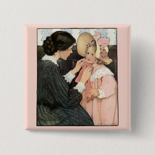 Bóton Quadrado 5.08cm Vintage Madre e Criança por Jessie Willcox Smith