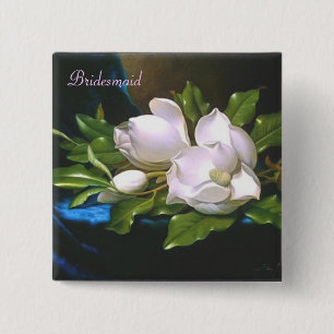 Bóton Quadrado 5.08cm Vintage Magnolia Bridesmaid Button