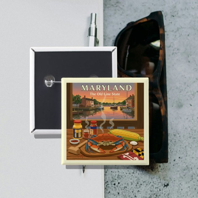 Bóton Quadrado 5.08cm Vintage Maryland (Criador carregado)