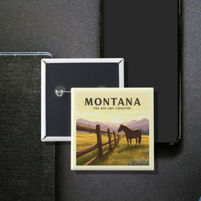 Bóton Quadrado 5.08cm Vintage Montana (Criador carregado)