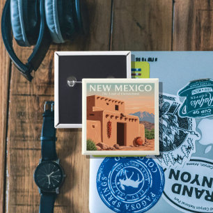 Bóton Quadrado 5.08cm Vintage Novo México