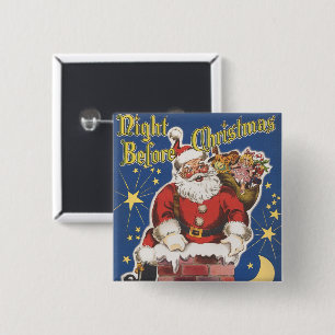 Bóton Quadrado 5.08cm Vintage Papai Noel, noite de Twas antes do Natal