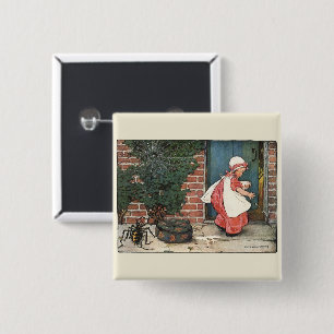 Bóton Quadrado 5.08cm Vintage Pequena Miss Muffet Spider Nursery Rhyme