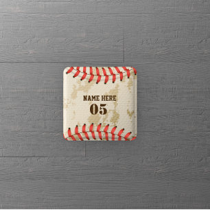 Bóton Quadrado 5.08cm Vintage Personalizado Nome do Baseball Número Retr