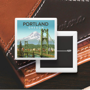 Bóton Quadrado 5.08cm Vintage Portland Oregon