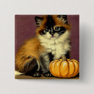 Bóton Quadrado 5.08cm Vintage Ragdoll Halloween Cat