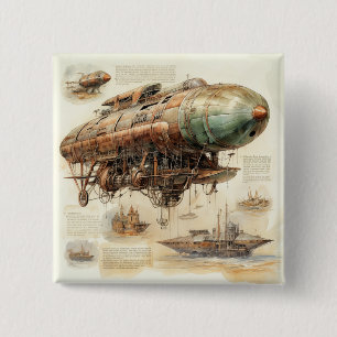 Bóton Quadrado 5.08cm Vintage Steampunk Zeppelin (4)
