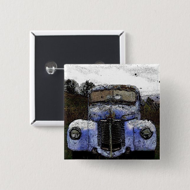 Bóton Quadrado 5.08cm Vintage Truck (Frente & Verso)