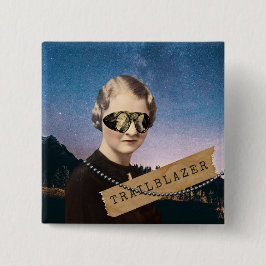 Bóton Quadrado 5.08cm Vintage Woman Trailblazer Kitsch Alterou Art