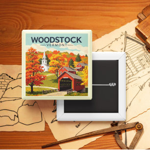 Bóton Quadrado 5.08cm Vintage Woodstock Vermont
