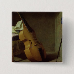 Bóton Quadrado 5.08cm Viol baixo, folha da contagem e uma espada, 1693