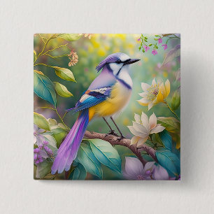 Bóton Quadrado 5.08cm Violet Tufted Jay Fantasy Bird