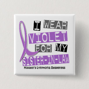 Bóton Quadrado 5.08cm Violeta para o linfoma do meu Hodgkin da cunhada