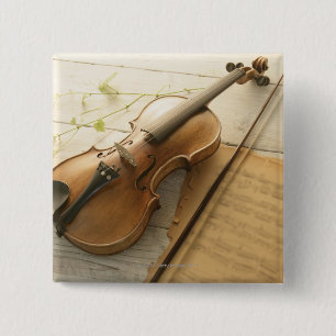 Bóton Quadrado 5.08cm Violino e partitura