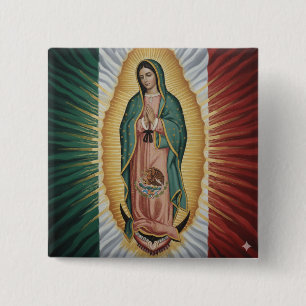 Bóton Quadrado 5.08cm Virgem de Guadalupe - México