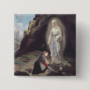 Bóton Quadrado 5.08cm Virgem Maria de Lourdes