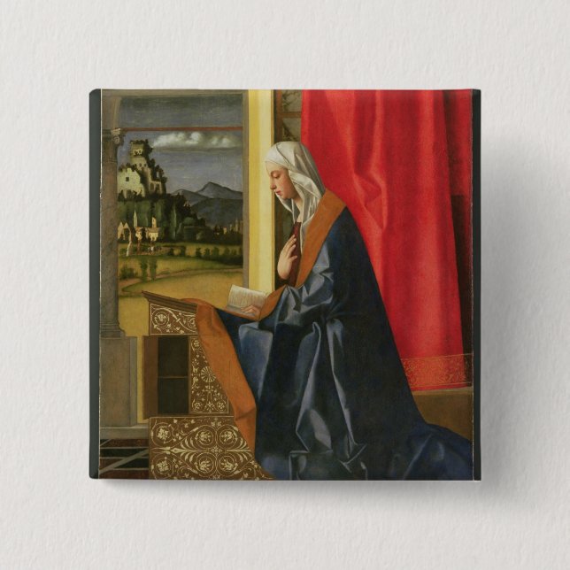 Bóton Quadrado 5.08cm Virgem Maria, do diptych do aviso (óleo sobre (Frente)