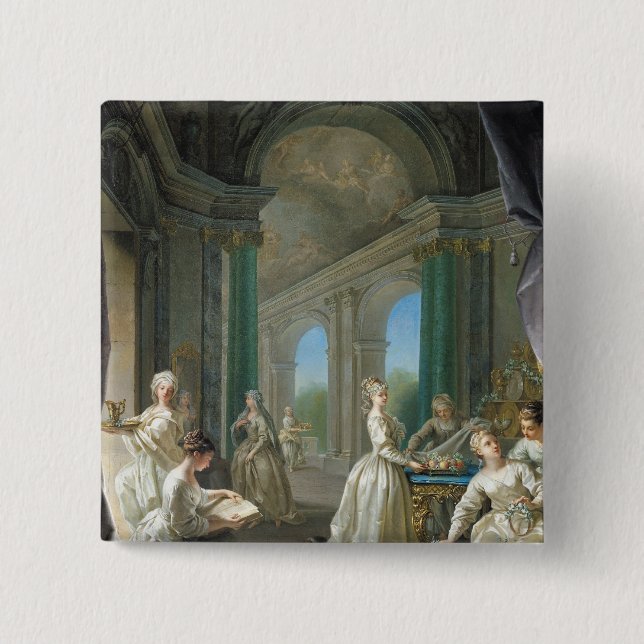 Bóton Quadrado 5.08cm Virgens modernas, 1728 (Frente)