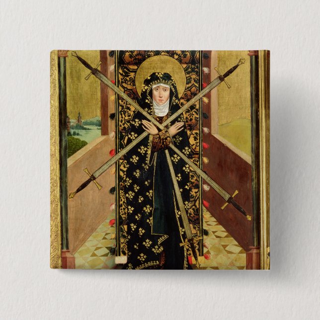 Bóton Quadrado 5.08cm Virgin de sete amarguras do altar da abóbada, 1499 (Frente)
