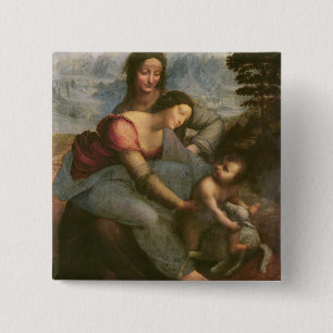 Bóton Quadrado 5.08cm Virgin e criança com St Anne, c.1510