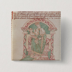 Bóton Quadrado 5.08cm Virgin e criança com St Gregory o excelente