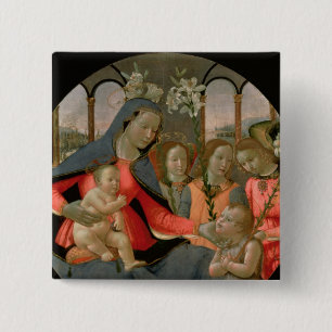 Bóton Quadrado 5.08cm Virgin e criança com St John o baptista