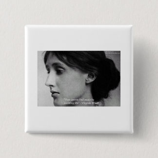 Bóton Quadrado 5.08cm Virginia Woolf "Encontrar Paz", dons de citação de