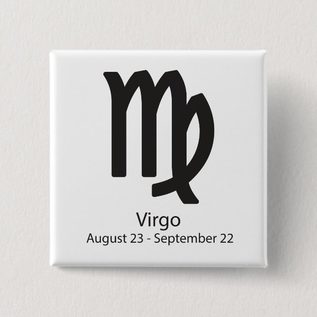 Bóton Quadrado 5.08cm Virgo zodiac, 23 de agosto - 22 de setembro (Frente)