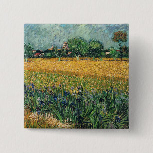 Bóton Quadrado 5.08cm Visão de Arles com Irises Van Gogh Belas Artes
