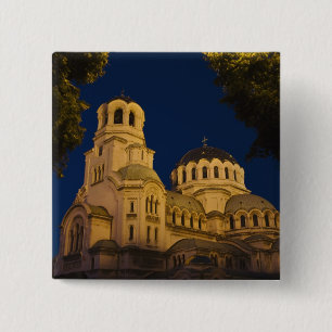 Bóton Quadrado 5.08cm Visão noturna da Catedral de Alexander Nevski