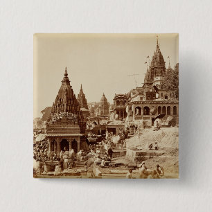 Bóton Quadrado 5.08cm Vishnu Pud e outros templos, Benares (foto do